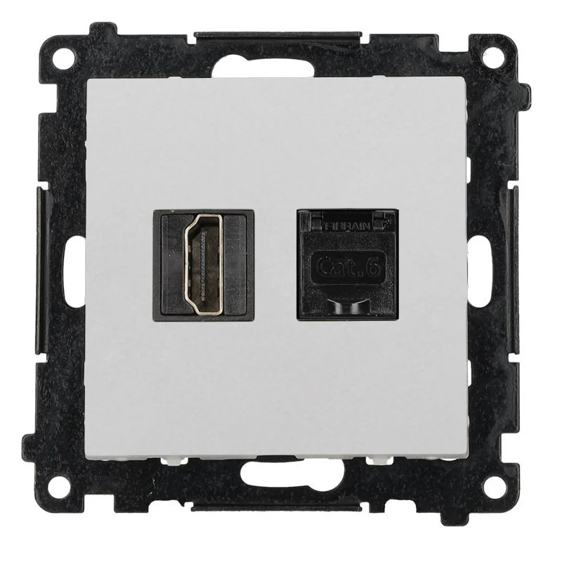 img_9695.png Zásuvka HDMI 2.1 + počítačová RJ45 kat. 6, prístroj s krytom, svetlosivá matná, HDMI štandard: HDMI 2.1 – Obrázok 1
