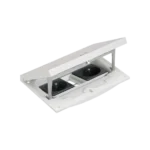 Vklad podlahovej krabice, nerez, IP66, IK08, 2,5×K45, 2 zásuvky typ E (kolík), Modul 22,5 x 45 mm s držiakom Keyston pre 2 miesta RJ45 alebo multimediálne konektory, zámok s ľahkým prístupom