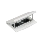 Vklad podlahovej krabice, nerez, IP66, IK08, 2,5×K45, 2 zásuvky typ E (kolík), 2 moduly RJ45 kat. 6 UTP, zámok s ľahkým prístupom