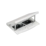 Vklad podlahovej krabice, nerez, IP66, IK08, 2,5×K45, 2 zásuvky typ E (kolík), 2 moduly RJ45 kat. 6 UTP, zámok pre imbusový kľúč
