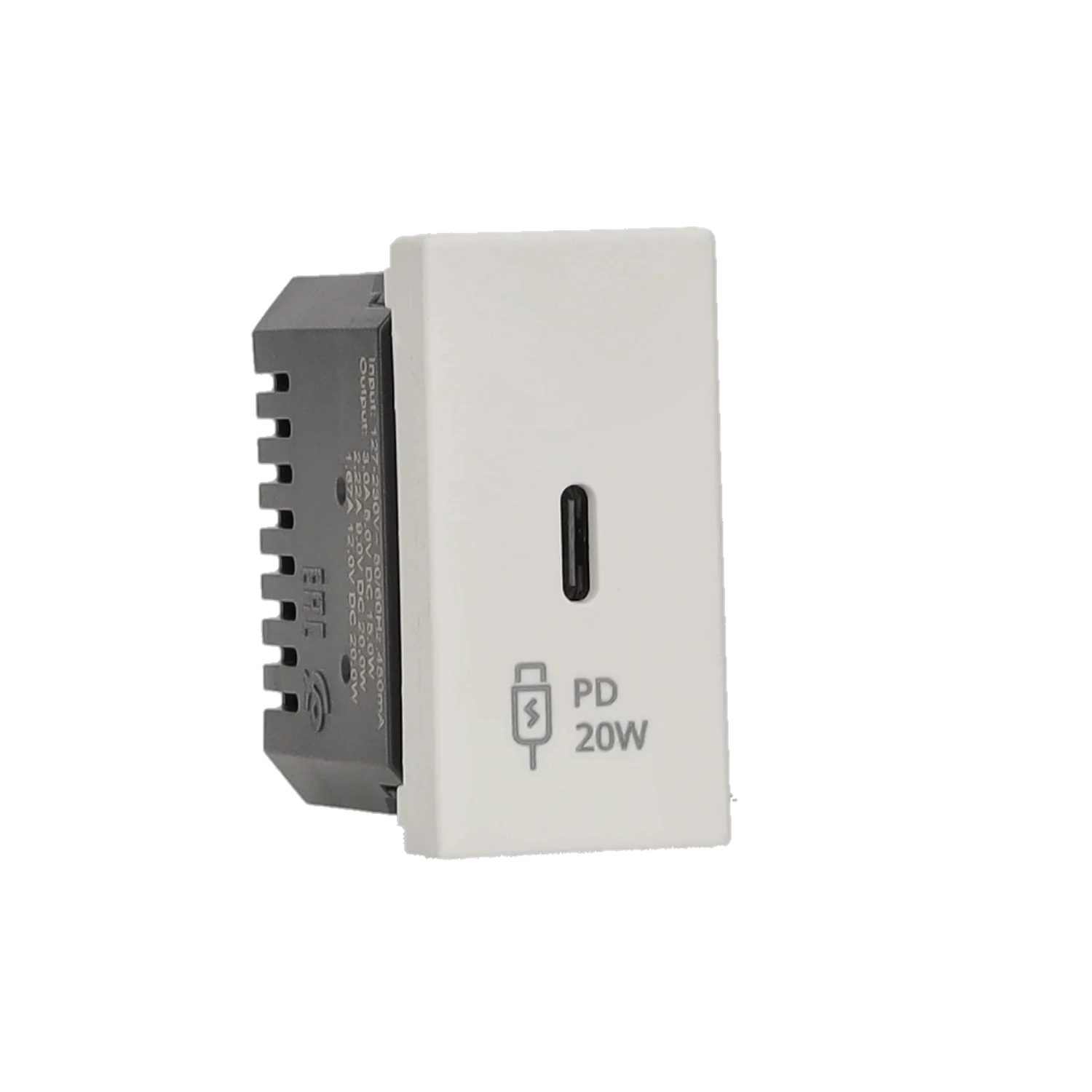 img_9447.png Nabíjačka USB, K45, 5V, DC, 3,1A, 45×22,5mm, biela, Maximálny výkon nabíjania: 20W, USB: C – Obrázok 1