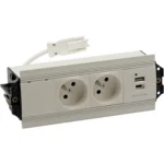 Mediaport Indesk: 2x 250 V typ E + USB nabíjačka (typ C), kabel 15 cm, čierny – Obrázok 2